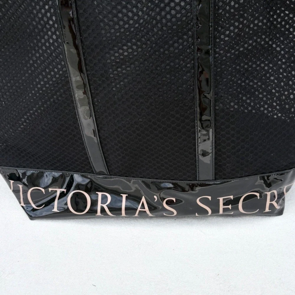 Victoria's Secret 100% Mesh Weekender Oversized Bag with‎ Patent Leather Trim